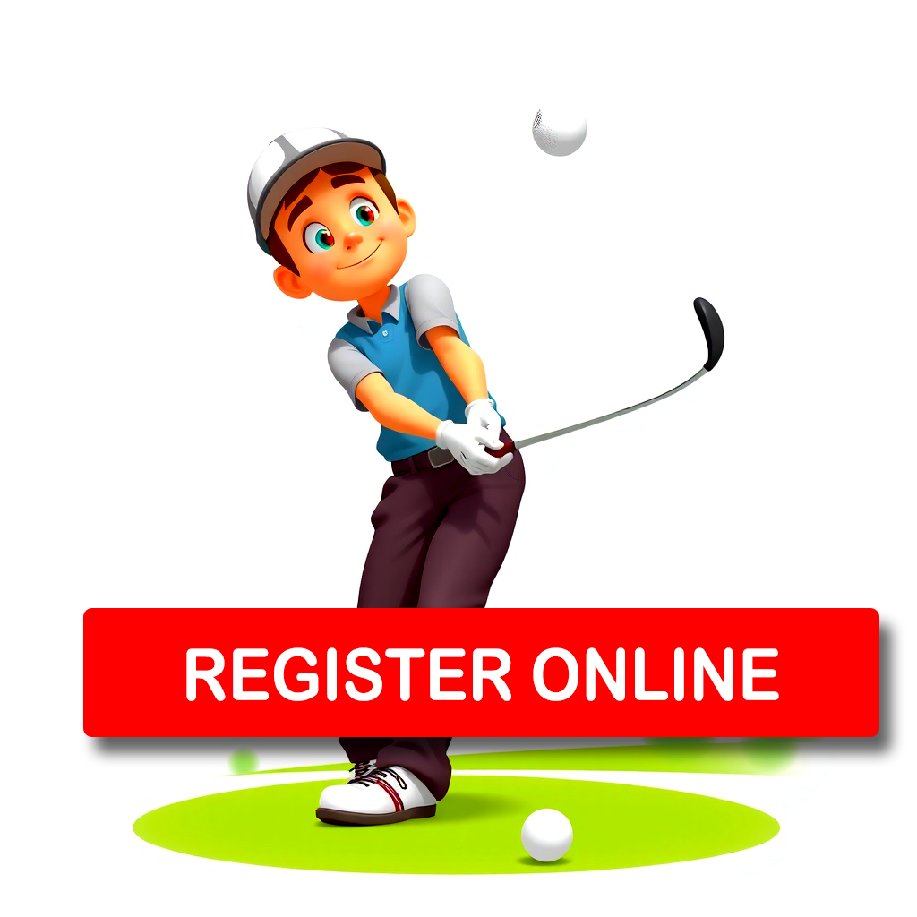 Golfer with Register Online Text